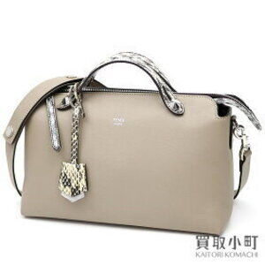 Fendi BY THE WAY BOSTON BAG exotic Gray beige calfskin python handle